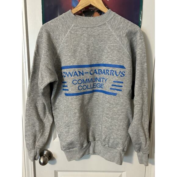 vintage 70s 80s rare rowan carrabus community college grey heather crewneck size - Picture 1 of 6